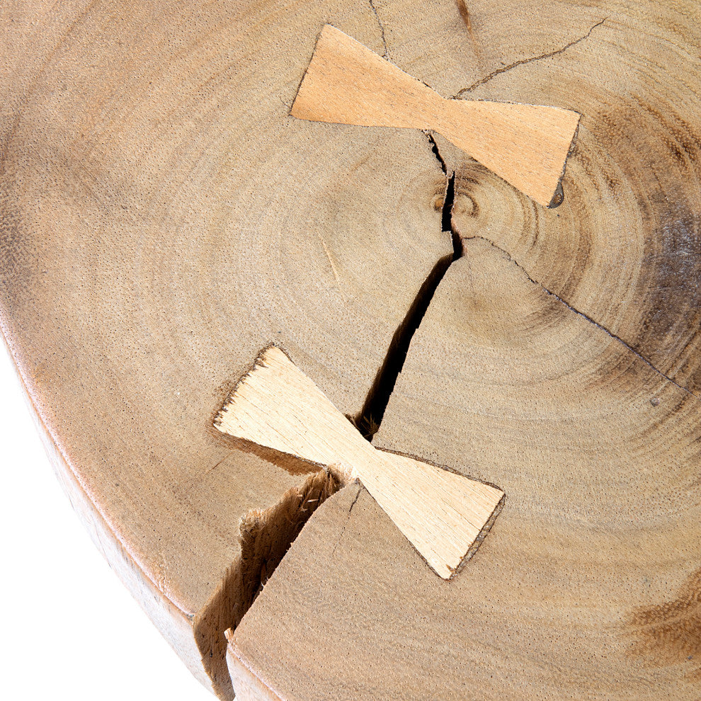 East at Main Merrill White Round Teakwood Accent Table