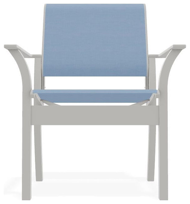 Leeward Sling Stackable Outdoor Dining Chair, Sky/Snow