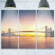 "Brooklyn Bridge Panorama Yellow Sky" Metal Wall Art, 3 Panels, 36"x28"