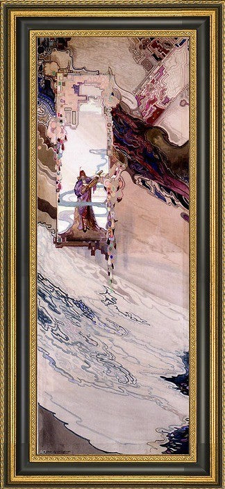 George Sheringham Playing Music - 15" x 30" Framed Premium Canvas Print