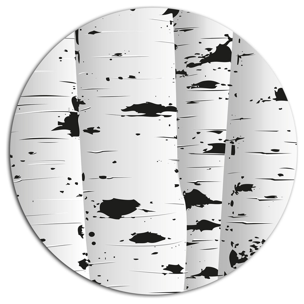 Birch Tree Black And White Texture, Landscape Disc Metal Wall Art, 11"