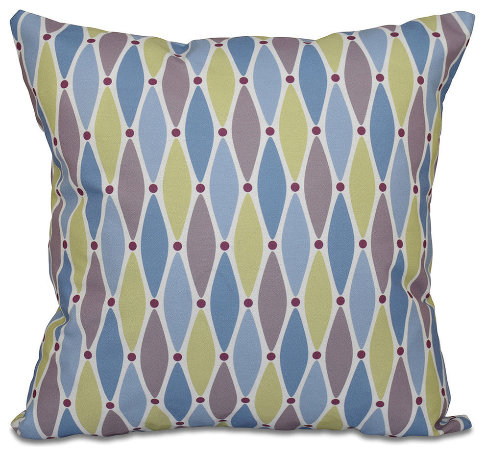 Wavy Splash, Geometric Print Pillow, Blue, 20"x20"
