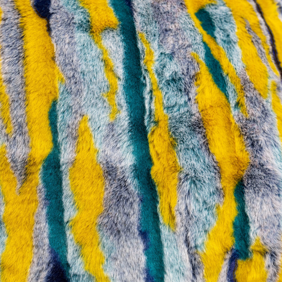 Multi Jacquard Faux Fur Bed Rest NEED ASSEMBLY, 20" x 18" x 17", Teal