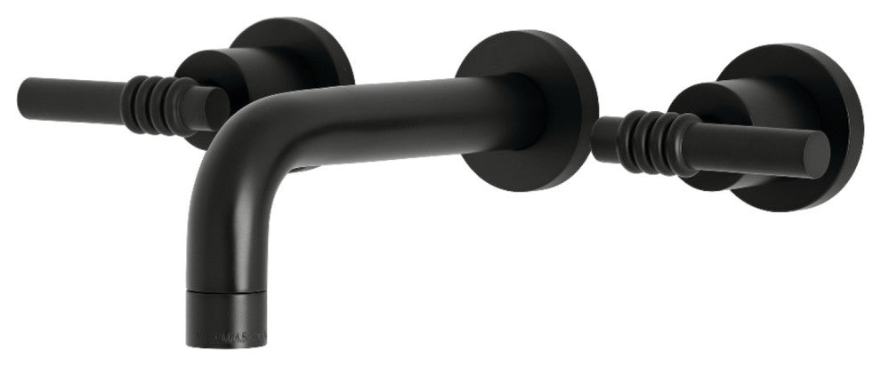 Kingston Brass KS8120ML 2-Handle 8 in. Wall Mount Bathroom Faucet, Matte Black