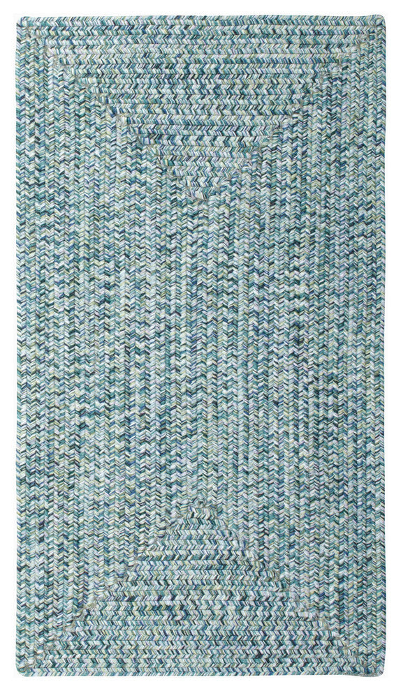 Capel Sea Pottery Blue 0110_400 Braided Rugs - 3' X 5' Concentric Rectangle