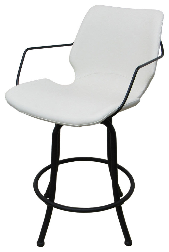 Swivel Metal Counter 26" 30" or 34" Bar Stool - Asheville, White - Black, 26"