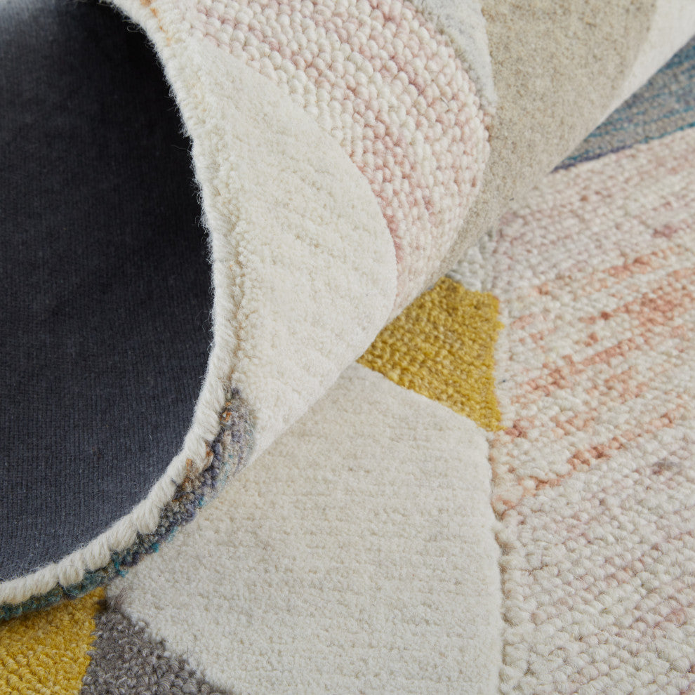Weave & Wander Oria Tufted Blue/Ivory Rug, Gray/Gold, 5' X 8'