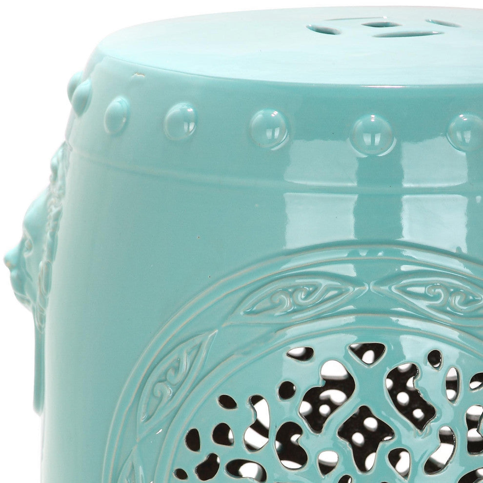 Safavieh Flower Drum Garden Stool, Aqua