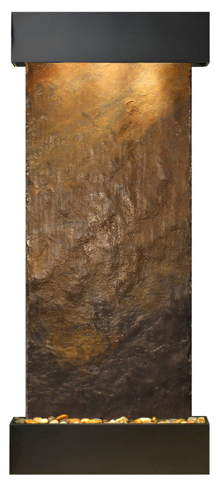 Inspiration Falls Water Fountain, Multi-Color Slate, Blackened Copper, Square