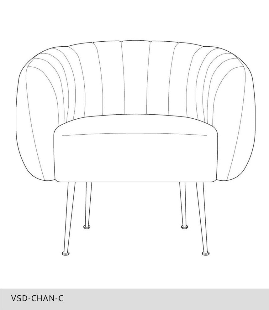 Channelled Accent Chair, Mouse Gray, Brass