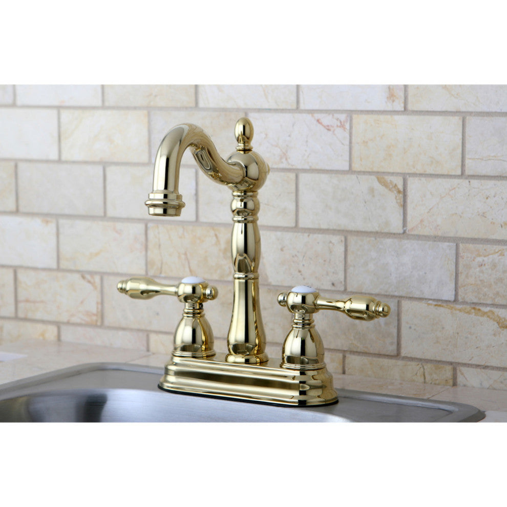 Kingston Brass 4" Centerset Bar Faucet, Polished Brass