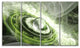 Green Fractal Flying Saucer, Abstract Canvas Art Print, 48"x28", 4 Panels