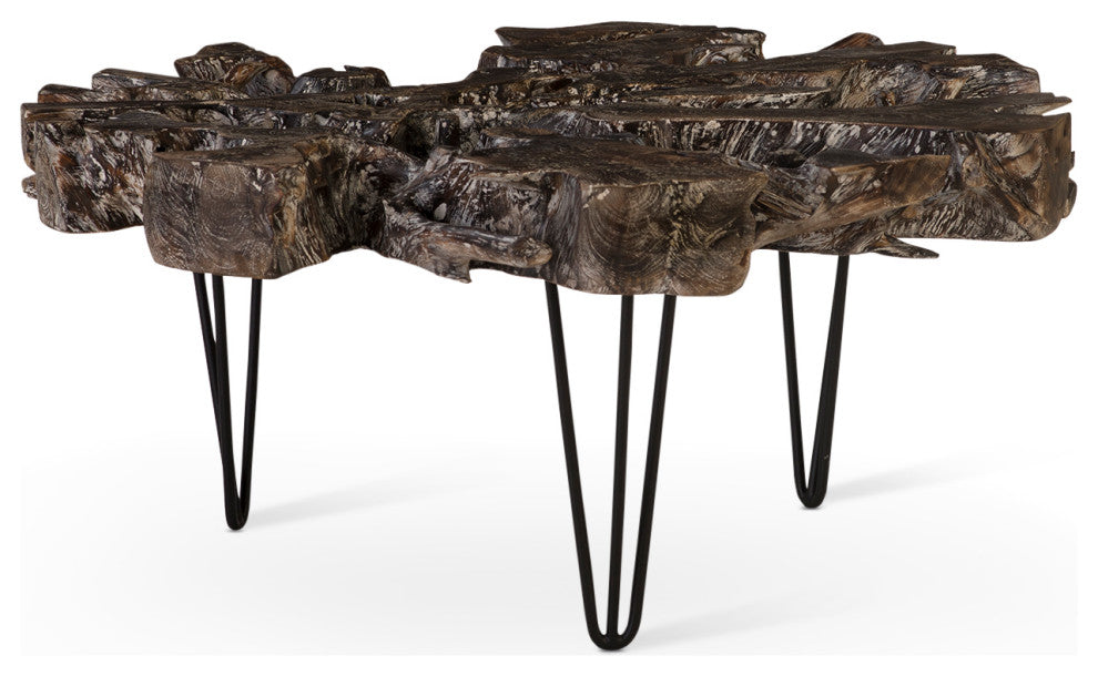 Round Top Coffee Table, Black Wash