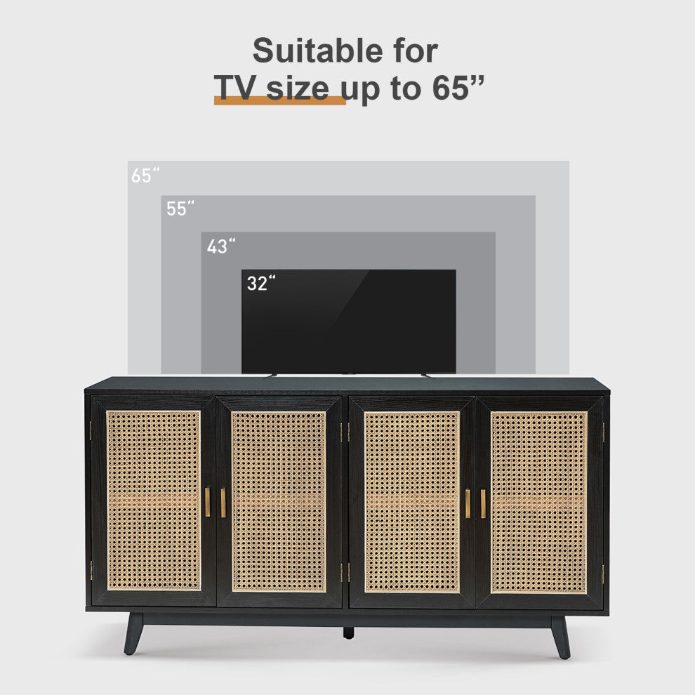 Media Storage TV Stand, Up to 65", Black