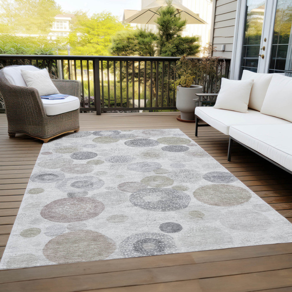 Machine Washable Indoor/Outdoor Chantille ACN1896 Taupe 10' x 14' Rug
