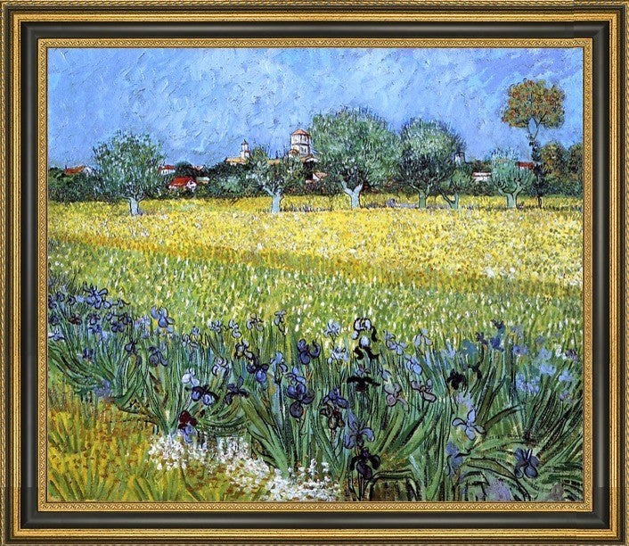Vincent Van Gogh View of Arles with Irises Framed Premium Canvas Print, 16"x20"