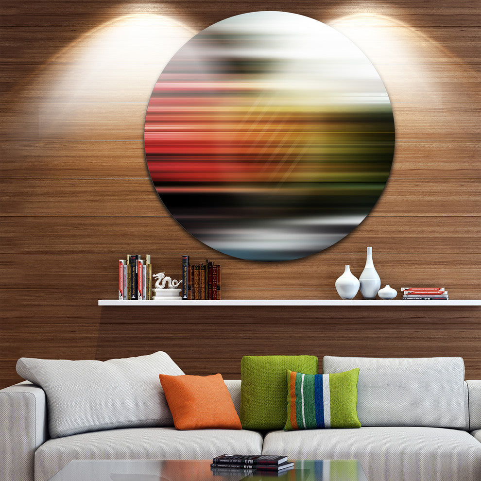 Horizontal Lights, Contemporary Art Round Wall Art, 23"
