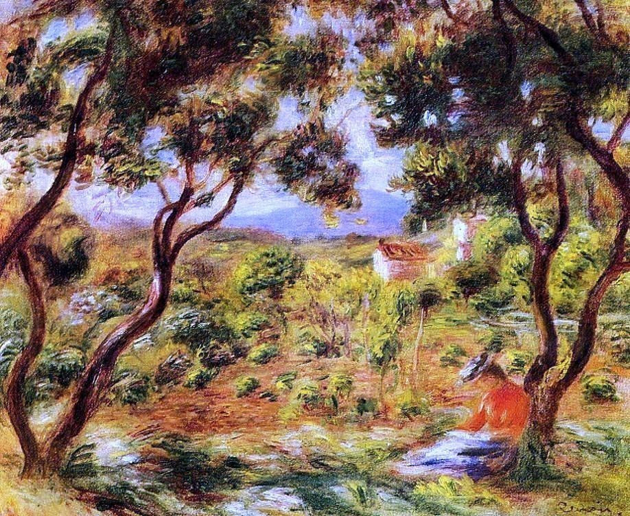 Pierre Auguste Renoir The Vineyards of Cagnes Premium Canvas Print