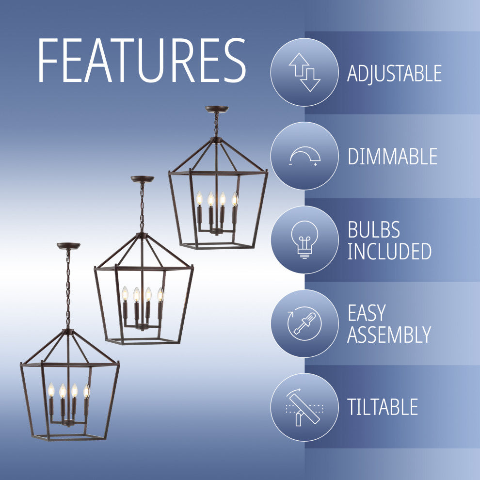 Pagoda Lantern Metal LED Pendant, Oil Rubbed Bronze, 16"