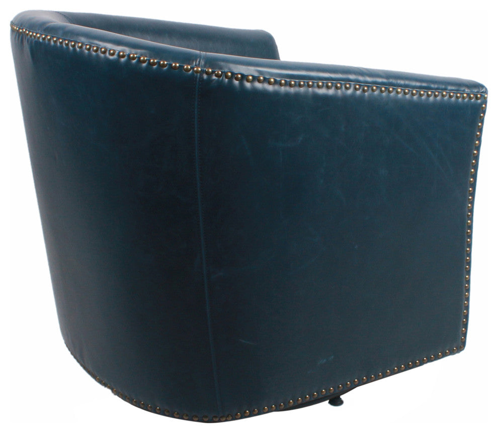 Ernest Bonded Leather Swivel Chair, Blue