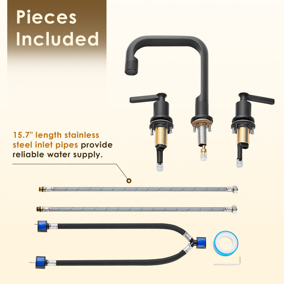 Wishful 8" Widespread 2-Handle Bathroom Faucet, Matte Black