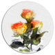Hand-Drawn Yellow And Red Roses, Floral Round Wall Art, 23"