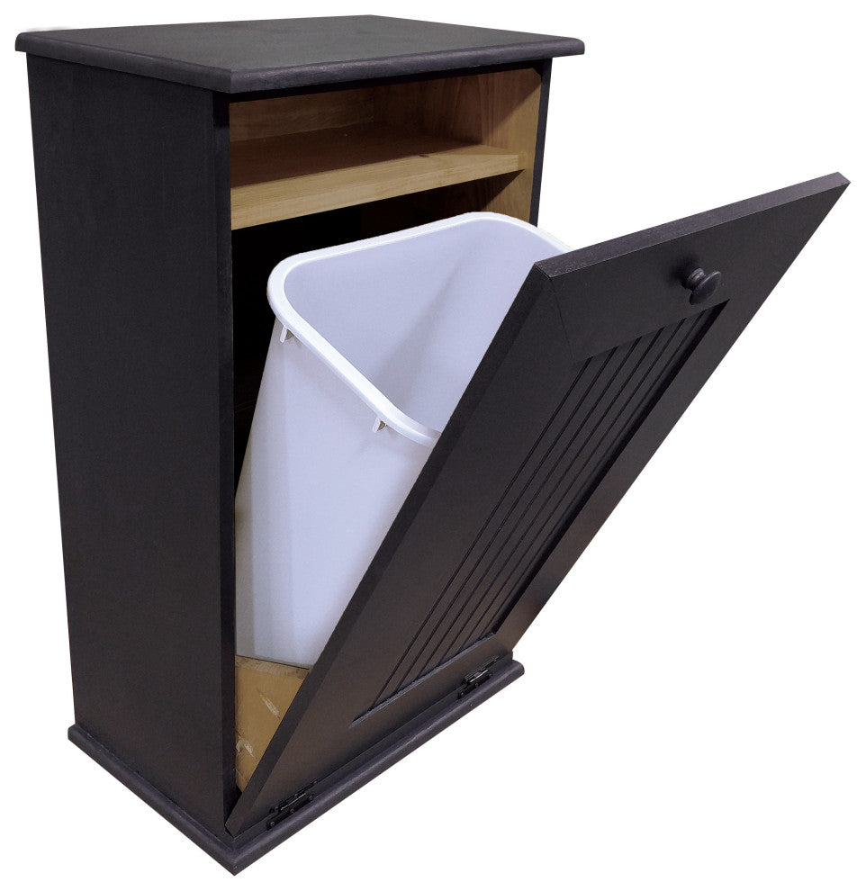 Wooden Trash Bin, Black