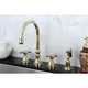 Kingston Brass Widespread Kitchen Faucet With Brass Sprayer, Polished Brass
