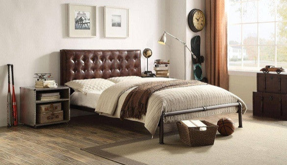Malcolm Vintage Metal Upholstered Queen Size Bed