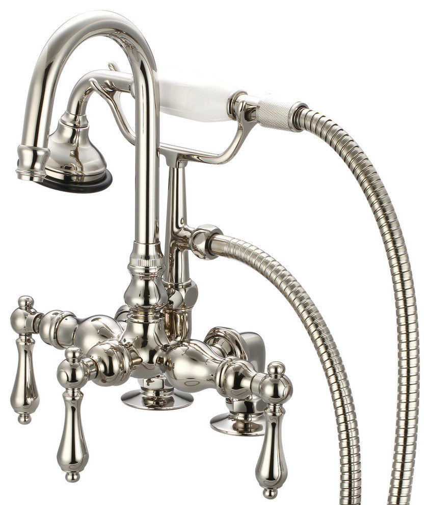 Vintage 3-3/8" Center Deck Mount Tub Faucet & Handheld Shower, Lever handles