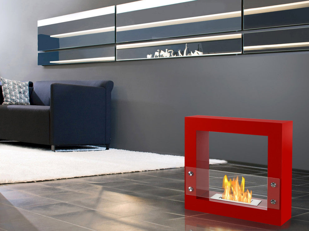 Freestanding Ventless Bio Ethanol Fireplace - Tectum Mini Red | Ignis