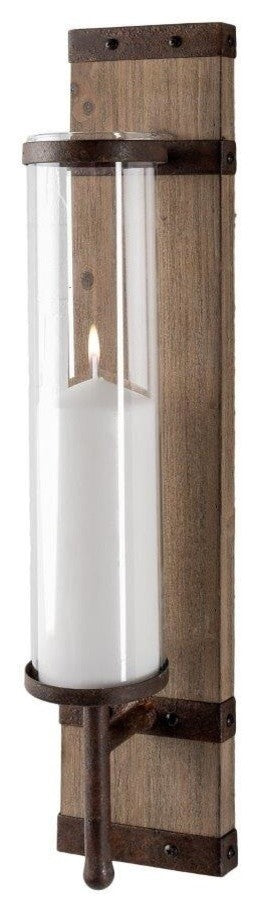 Lars Brown Wood With Metal Accent Wall Candle Holder
