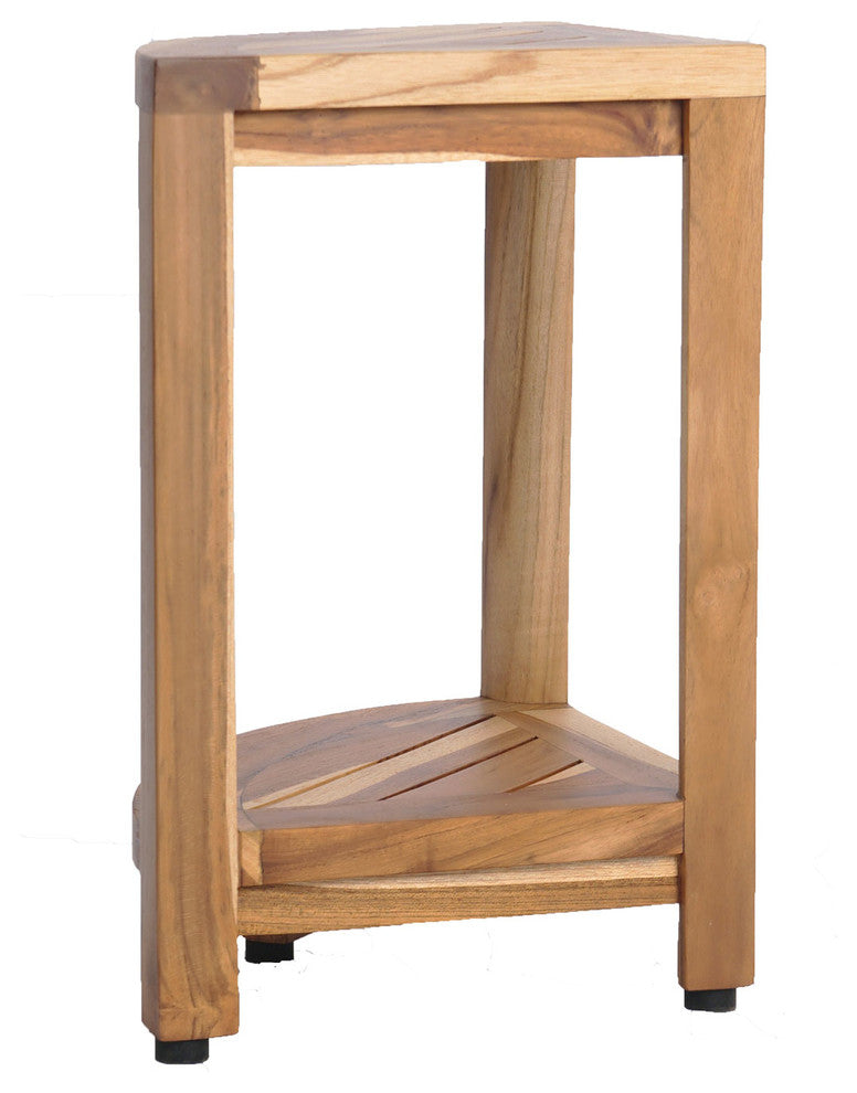 Ecodecors Earthyteak Corner Teak Shower Stools or Shelf, 12"x12"x18"