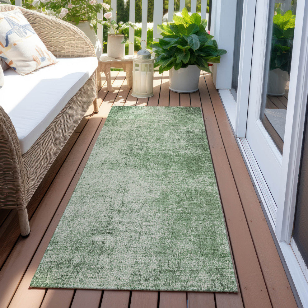 Machine Washable Indoor/Outdoor Chantille ACN1903 Green 2'3" x 7'6" Runner Rug
