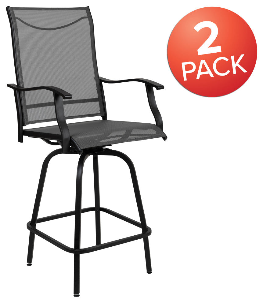 Outdoor Stool - 30 inch Patio Bar Stool / Garden Chair (Set of 2), Gray