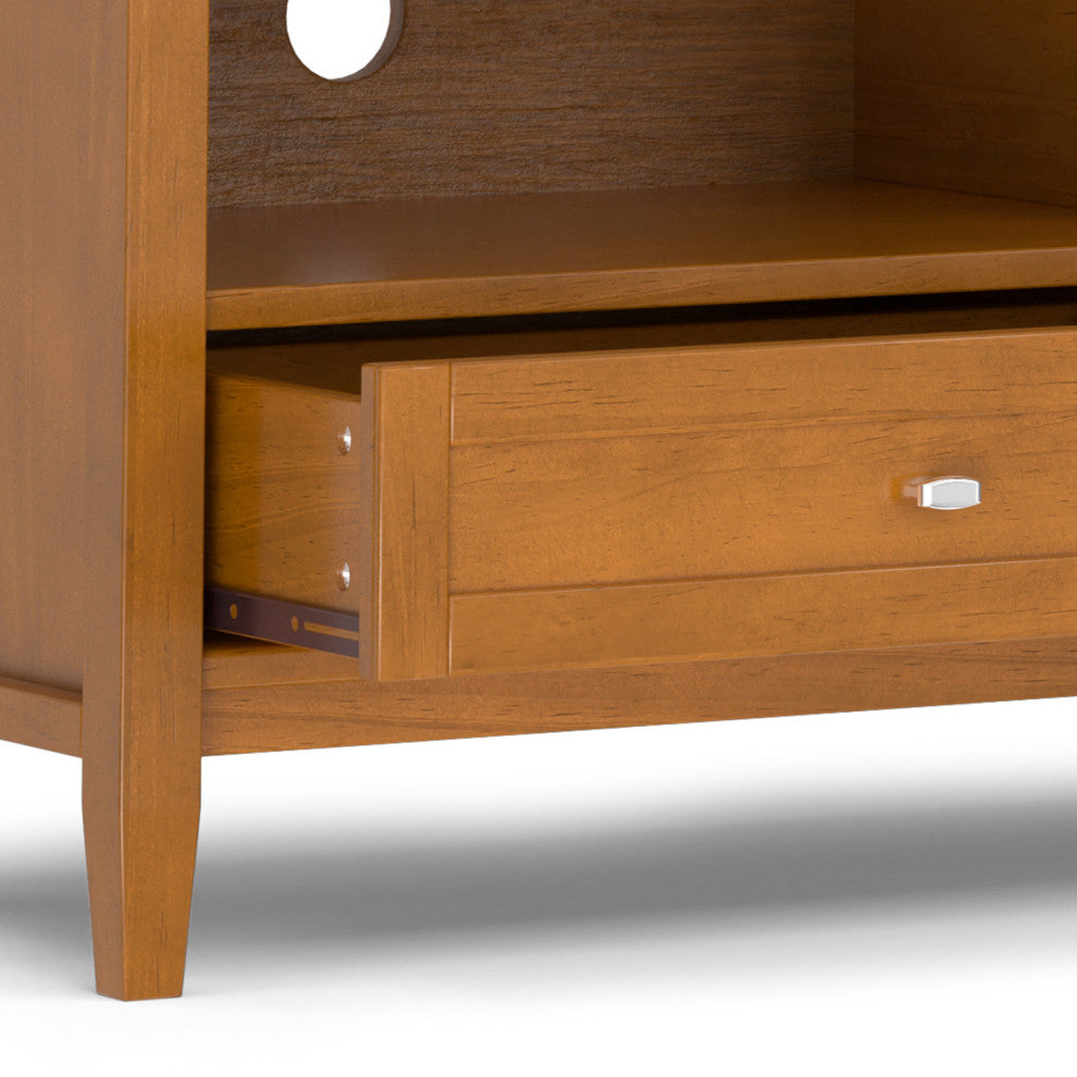 Warm Shaker SOLID WOOD 72" Low TV Media Stand For TVs up to 80", Light Golden Brown