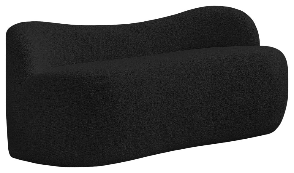 Flair Boucle Fabric Upholstered Bench, Black