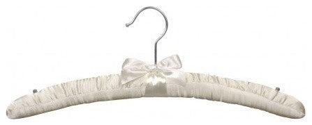 Satin Padded Top Hanger, Ivory/Chrome Finish, Box of 24
