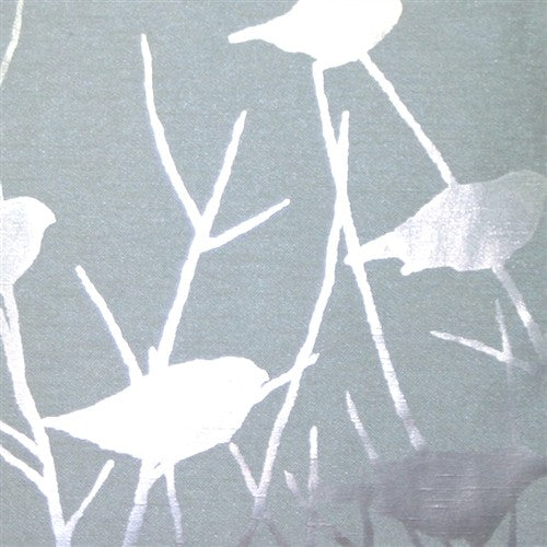 Pillow Decor - Metallic Birds Throw Pillow, Pale Blue