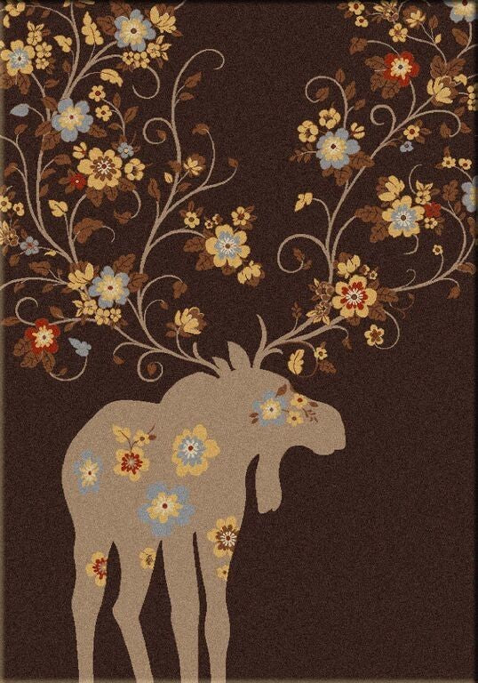Moose Blossom Rug, Chocolate, 8'x11', Rectangle