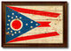 Ohio State Flag State Vintage Flag Print With Brown Gold Frame, 19"X27"