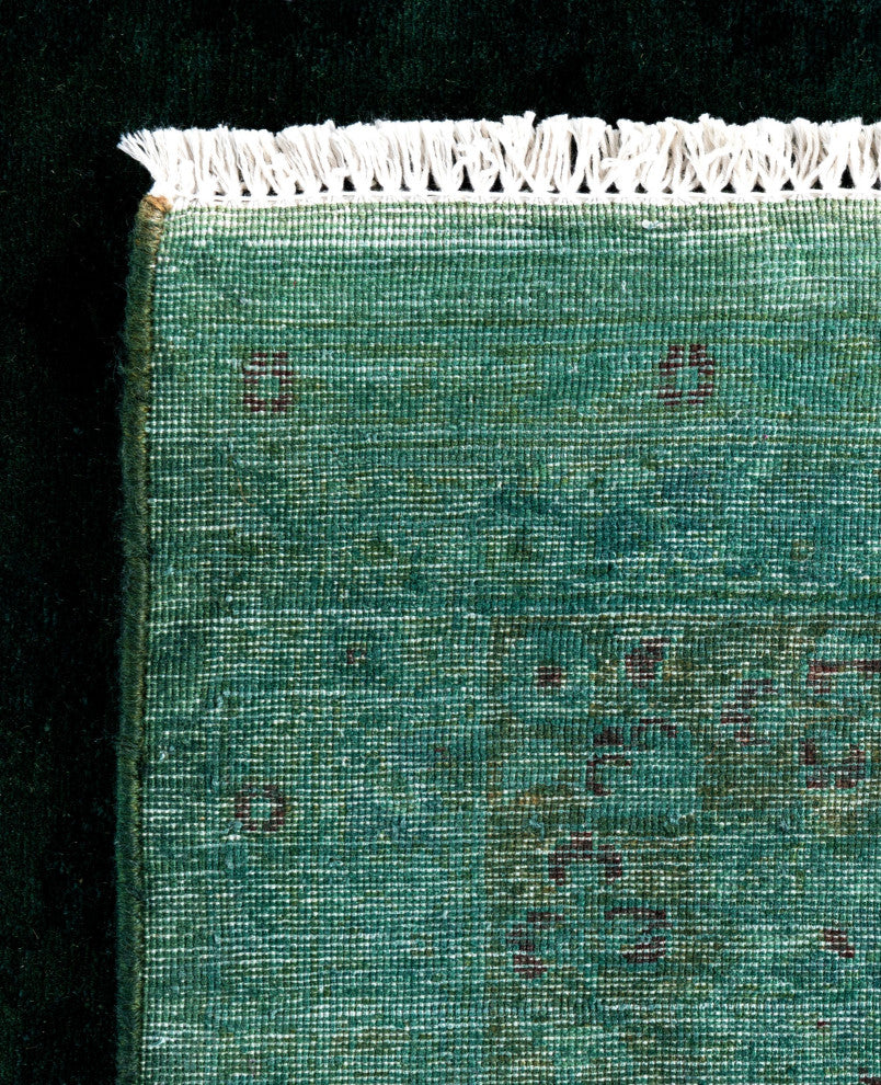 Overdyed One-of-a-Kind Hand-Knotted Area Rug Green, 6' 1" x 8' 10"
