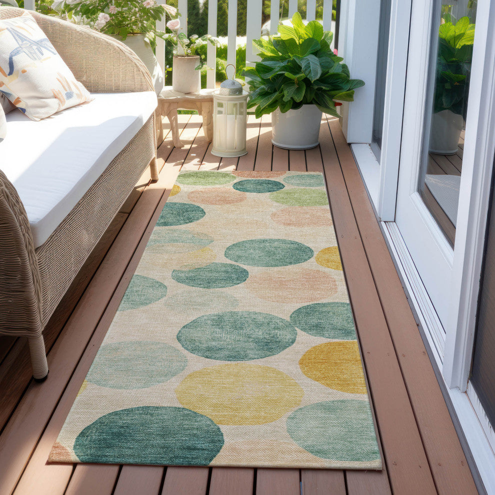 Machine Washable Indoor/Outdoor Chantille ACN1898 Teal 2'3" x 7'6" Runner Rug