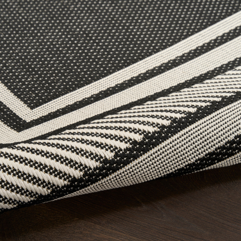 Nourison Horizon Indoor/Outdoor 9' x 12' Black Modern Rug