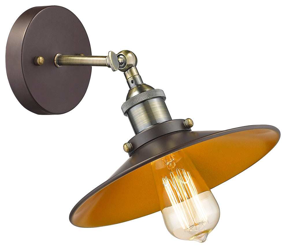 Ironclad  1-Light Rubbed Bronze Wall Sconce 9" Wide