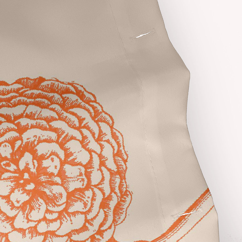 70"Wx73"L Antique Flowers Shower Curtain, Orange