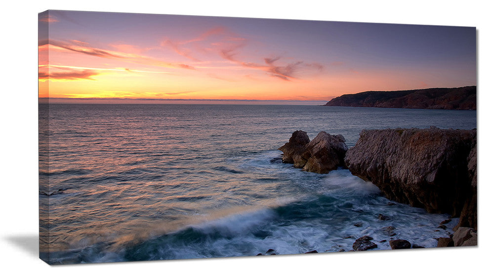 "Winch Natural Park Sintra Cascais" Contemporary Seascape Art Canvas, 40"x20"