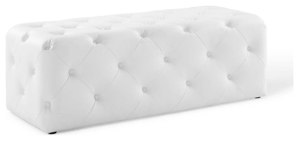 Anthem 48" Tufted Button Entryway Faux Leather Bench White