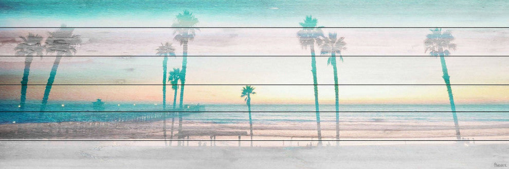 "Playa in the Dusk" Print on White Wood, 60"x20"