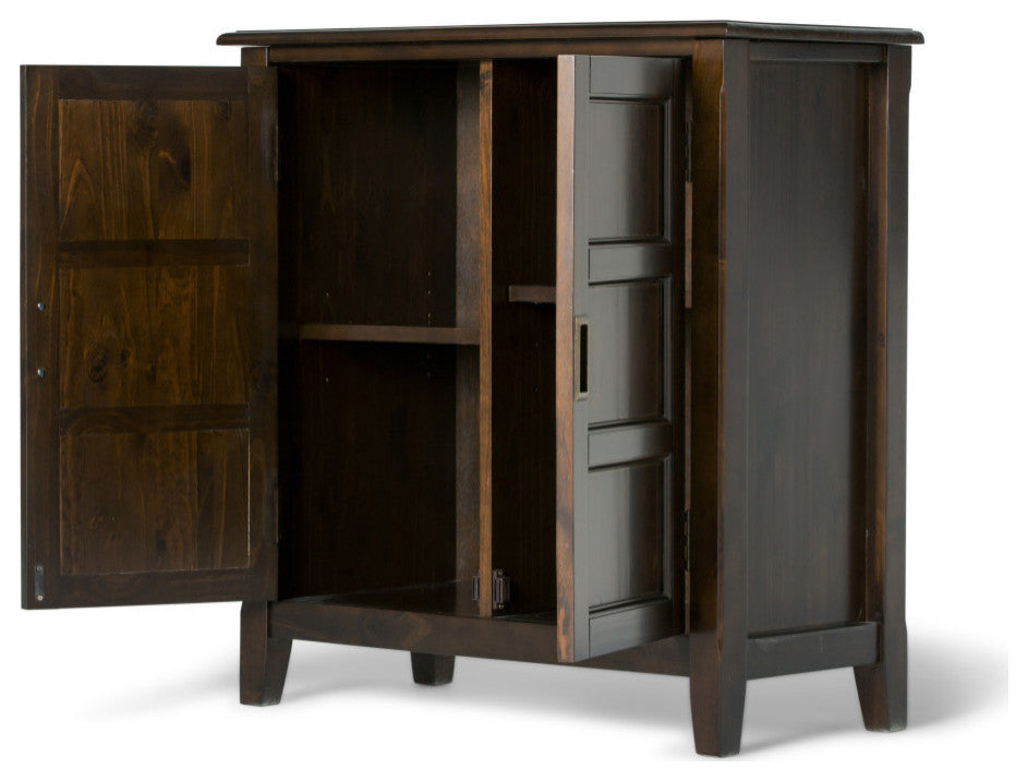 Burlington Solid Wood Low Storage Cabinet, Mahogany Brown